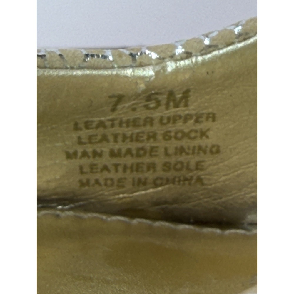 Antonio Melani Heels 7.5M Gold‎ Slingback Peep Toe Rhinestone Platform Leather - Picture 3 of 10